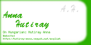 anna hutiray business card